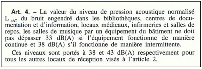 Quels sont les niveaux acoustiques prévus