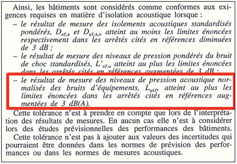 Quels sont les niveaux acoustiques prévus